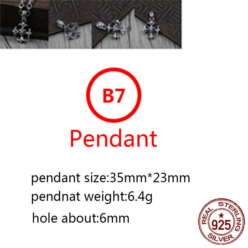 B7 S925 Sterling Silver Pendant Personalized Fashion Cross Flower Boat Anchor Net Red Punk Street Dance Style Jewelry Gift for Lovers-image-855160771