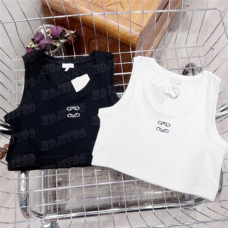 

Women Knits Tank Tee Designer T Shirts Embroidery Knitted Vest Sport Top Breathable Yoga Vests Clothes, Short style/black