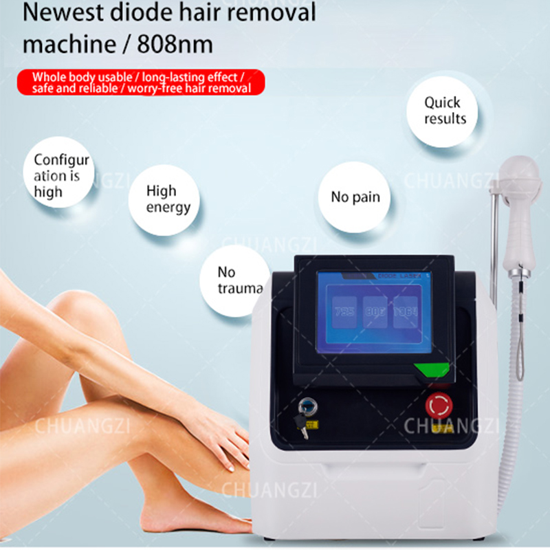 

Portable Laser Hair Removal Machine 2000W Beauty Equipment Ice Device Triple Wavelengths 808 755 1064 Nm