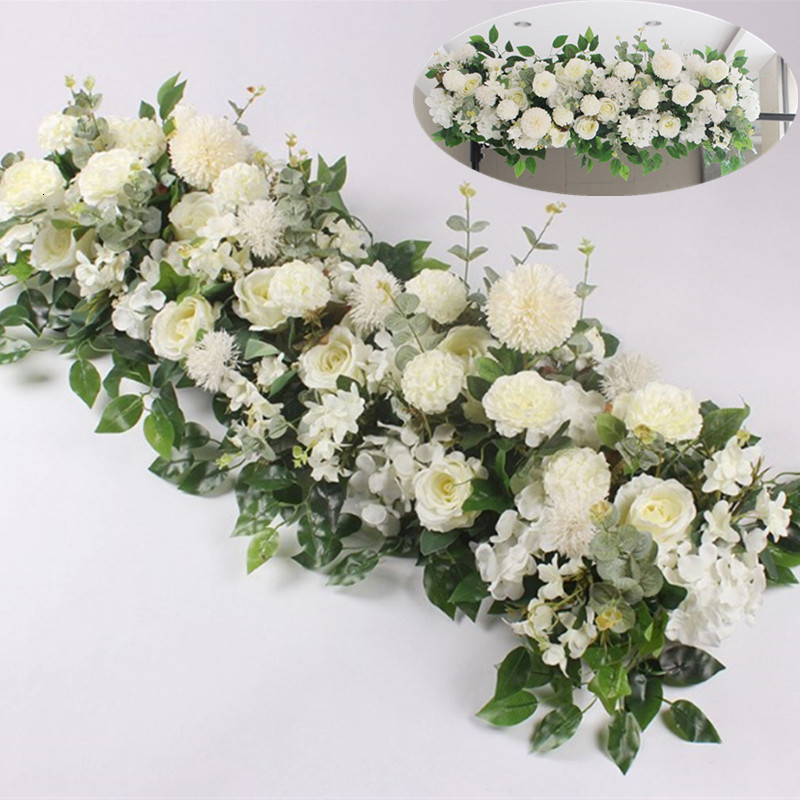 

Faux Floral Greenery 50/100cm DIY Wedding Artificial Rose Flower Row Wall Arrangement Supplies Iron Arch Backdrop T Stage Decoration 230329