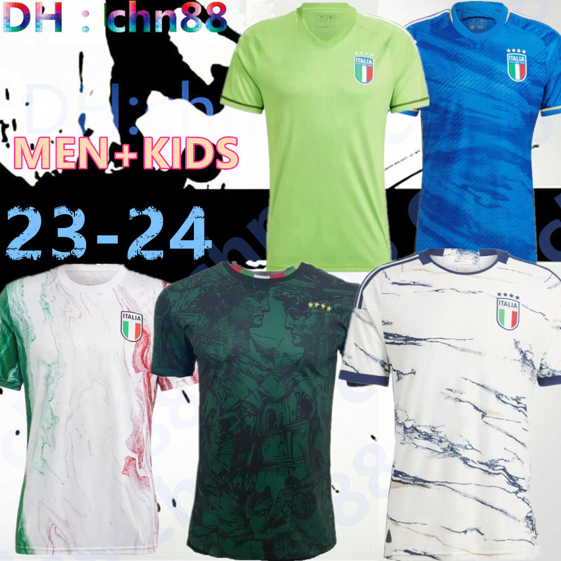 

2023 italy soccer jerseys Player version maglie da calcio TOTTI VERRATTI CHIESA Training suit Italia 23 24 football Shirts T LORENZO Men set kids kit uniform Per match, 2023 home