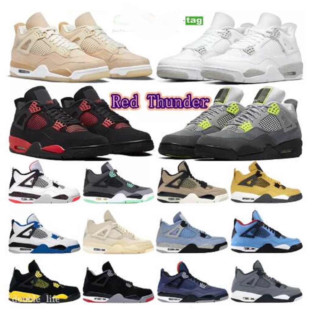 

Woman Mens Basketball Shoes 4 4s Jumpman University Blue Sai Black Cat White Cement Women Sneakers, Color 304