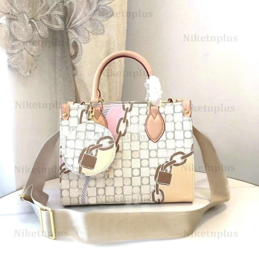 Onthego PM Tote Bag 23SS New Spring On The Go Mini Handbag With nautical print of ropes and chain Fashion Womens top handles Monograms shoulder b