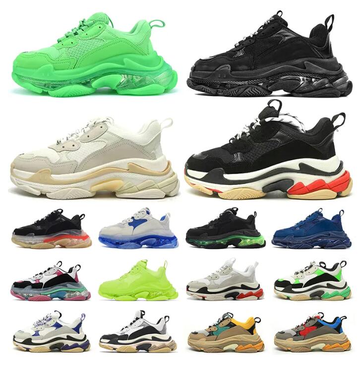 

triple s sneakers for men women designer shoes luxury Black White Beige Teal Blue Bred Red Pink mens trainers clear sole platform Tennis 36-45, 24