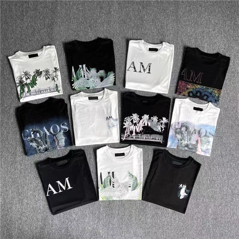 

Limited Edition Designer amiri T Shirt New Classic Letter Year of the Rabbit Couples Tees Street Wear Summer Fashion Shirt Splash-ink Letter Print, 20
