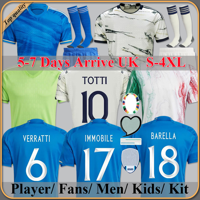 

23/24 Italia CHIESA Soccer Jerseys 2023 home Italy RASPADORI VERRATTI BARELLA DONNARUMMA Shirt TOTTI LORENZO POLITANO ZANIOLO MIRETTI Away Football uniform, Home kit