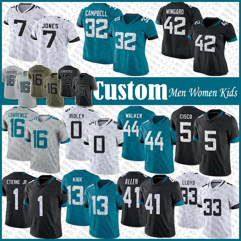 

Custom 16 Trevor Lawrence Travon Walker Ridley Football Jersey Christian Kirk Travis Etienne Jr Devin Lloyd Josh Allen Evan Engram Rayshawn Jenkins Andrew Wingard, Shown