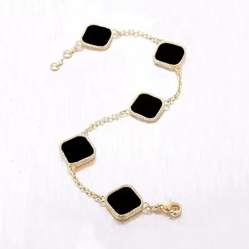 

Luxury Clover Designer Fashion Charm Bracelets for Girls Women 13mm Flower Gold Silver Bracelet Wedding Party Jewelry
