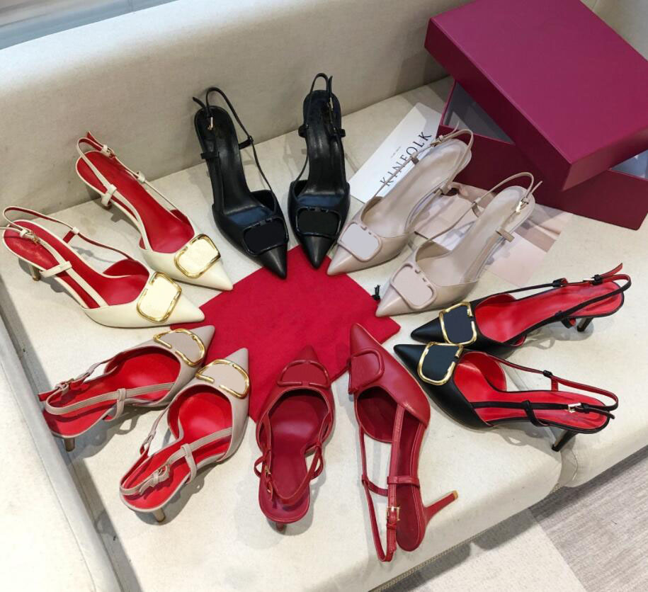 

fanshion Sandals Luxury Designers Women Slippers Flat Heel Sliders Calfskin All-match Stylist Shoes 6cm High Heels With logo air mags heels shoes woman designer 2023, Color23