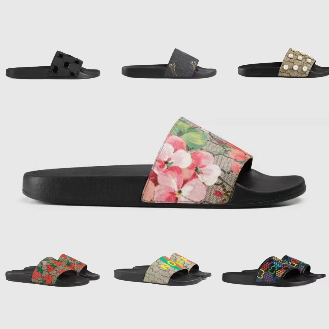 

Designer Slides Slippers Men Women Sandals Flower Red Green Blue Dust Bag Shoes print Slide Summer Beach fashion Trainers Wide Flat shoe size 35-48, #6