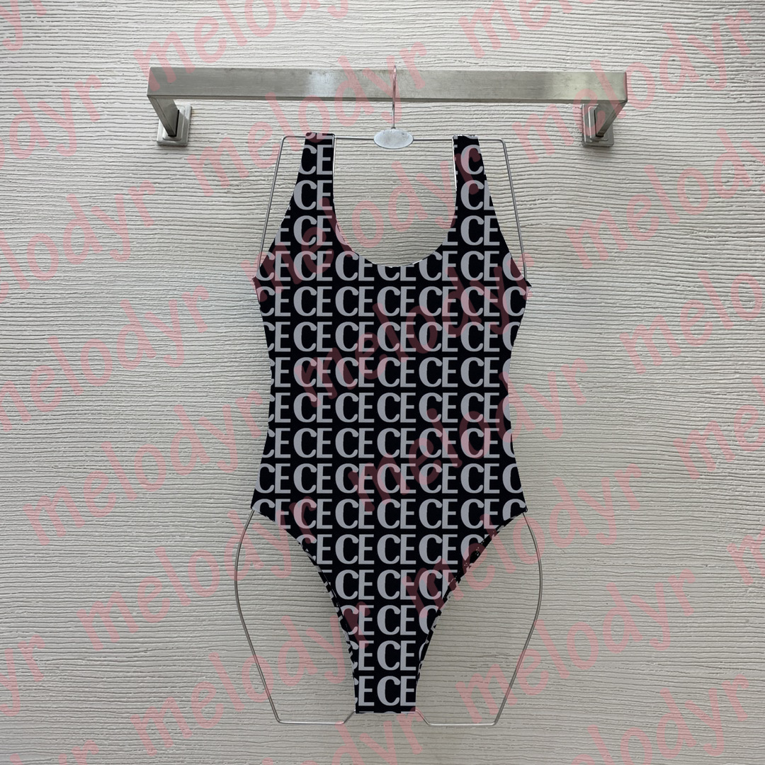

Sexy One Piece Swimwear Designer Letter Print Women Swimsuit Beach Holiday Padded Bathing Suit, Black