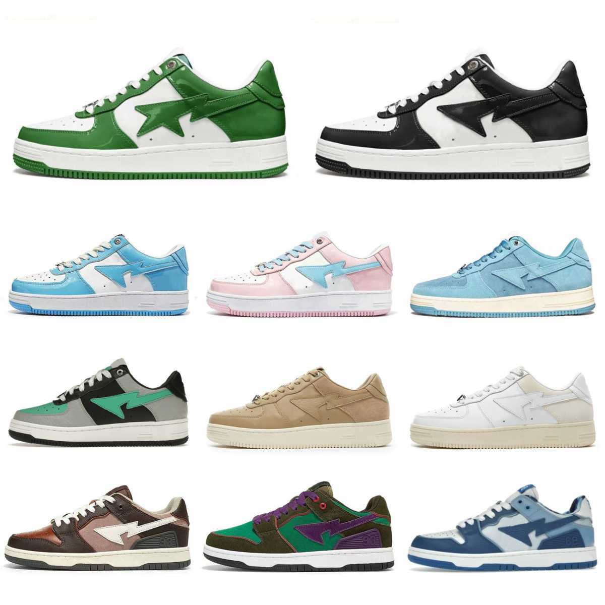 

2023 Bapestas Baped Designers Casual Shoes Sta Patent Leather Green Plate-forme Brown Ivory For Black White Platform Bapesta Sk8 Men Women Train Jogging Sneakers S29, Please contact us