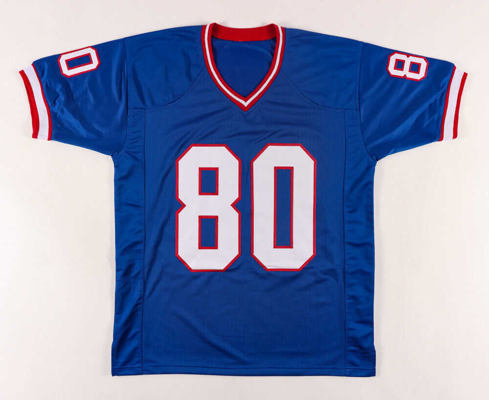 

Throwback Eric Moulds 80 Football jersey Stitched Retro Blue White jerseys