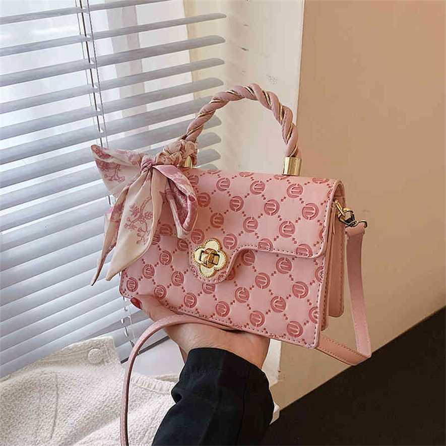 

2023 Designer bag handbag Small female autumn minority fashion texture portable small square Fashion Single Shoulder, White-one size