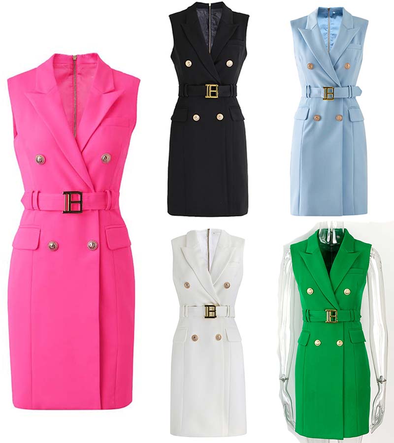 

Womens Suits & Blazers Spring Summer Autumn Winter Casual Slim Dress No Sleeves Woman Long Jackets Skirt Fashion Lady Office Suit Pockets Business Notched Coat S-XL, Extra shipping cost