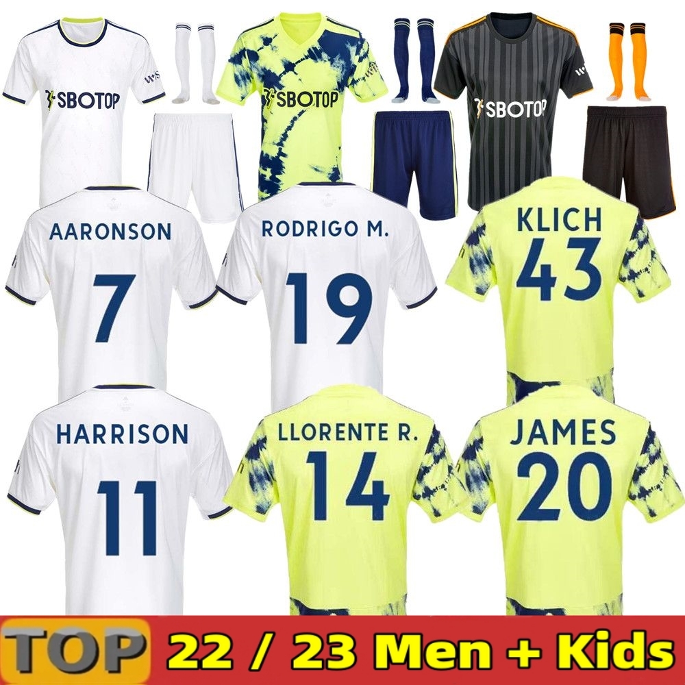 

22/23 Aaronson BAMFORD soccer jerseys 2022 2023 Adams HARRISON Llorente Unitedes Sinisterra JAMES men kids Kit football shirt UTD fans version, 22 23 away aldult