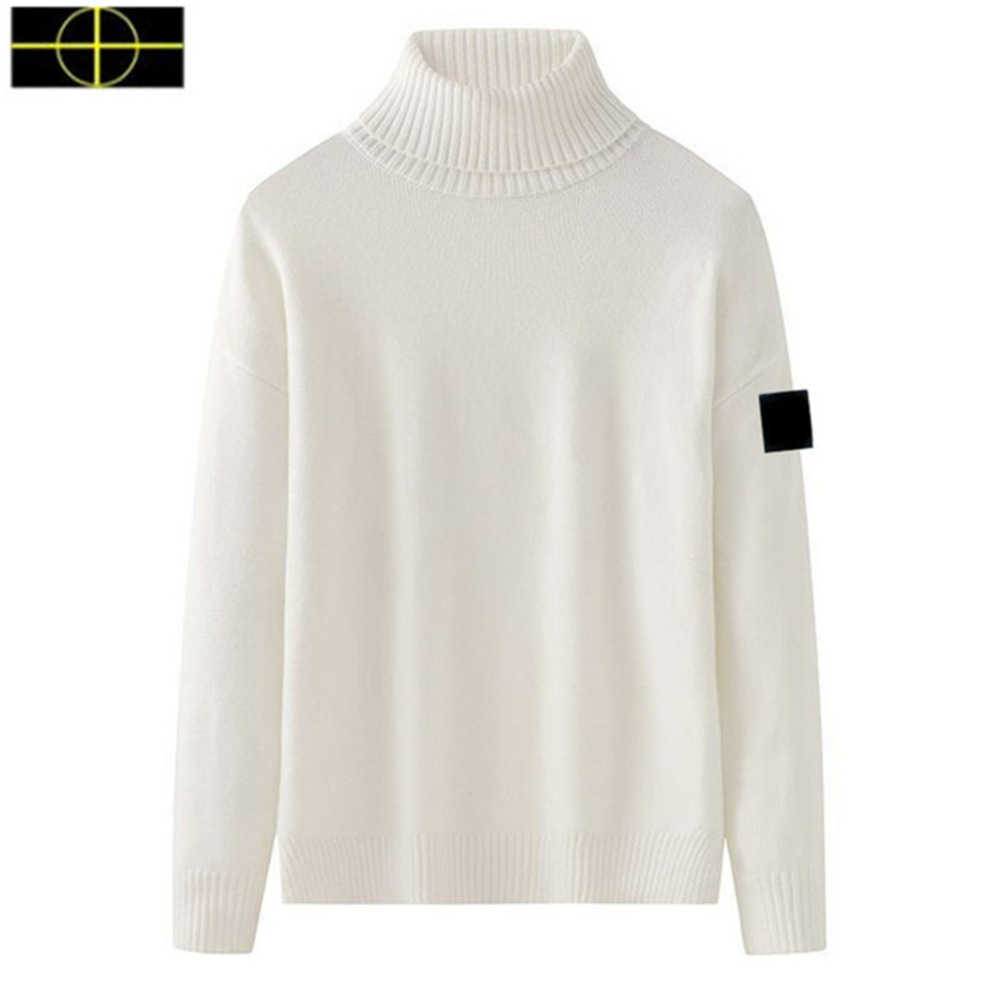 

a1 plus size coat Autumn and Winter Designers New Men stone Sweater island Pullover Solid Color High Neck Sweater Is land Women's Backing Shirt Classic Multicolor, White