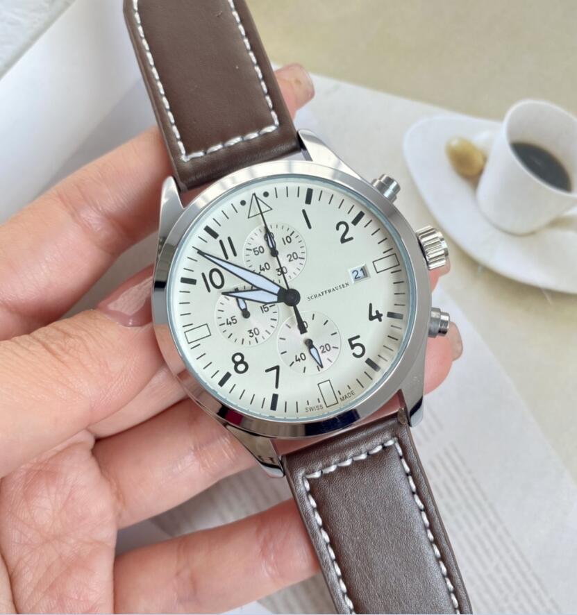 

mens Quartz automatic movement multi-function time running function watches Sapphire glass 5 ATM waterproof Rubber Watchband Diving Super Luminous u1 mens Watch, Brown