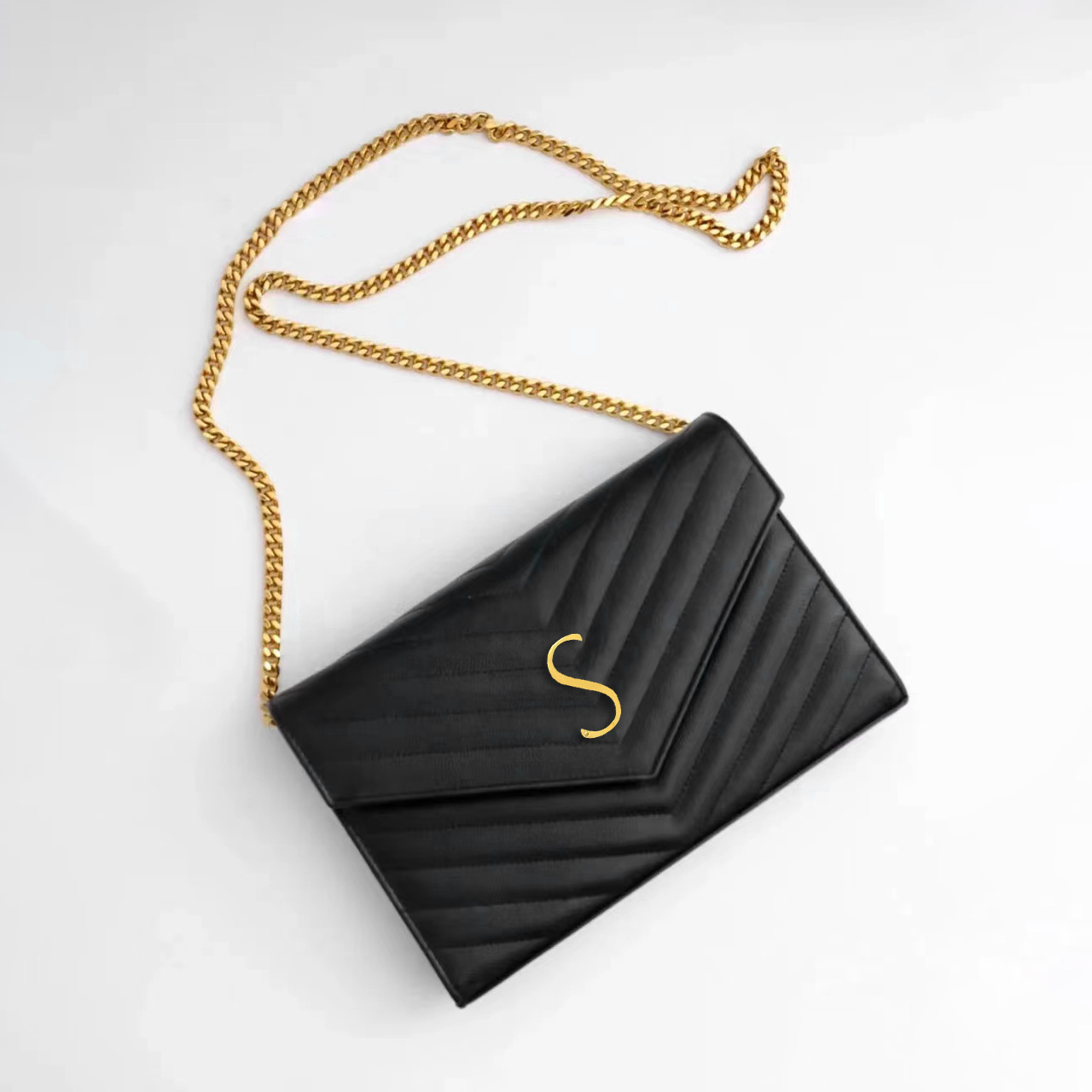 

7aaaa yslity Evening Bag envelope bag Clutch Bags metal chain Woc Crossbody Shoulder Women's mens Genuine Leather handbag travel fashion satchel flap tote purse hobo, White silver