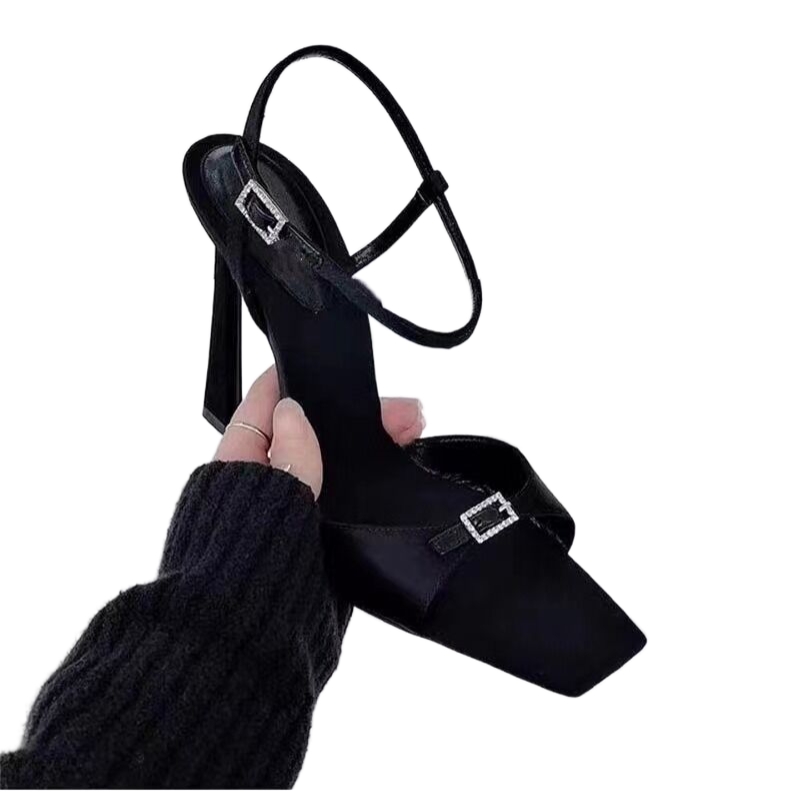 

Flat Middle High Heel Sandal Summer Shoe Dress Shoes Women Sandals, Black