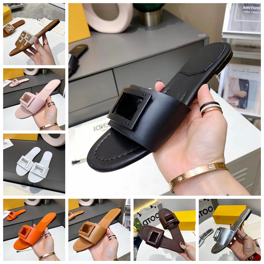 

Luxury Women's slippers designer outdoor summer leather flip-flops designer slippers Beach sandals Leisure Resort slides plus size 35-42 brand shoes