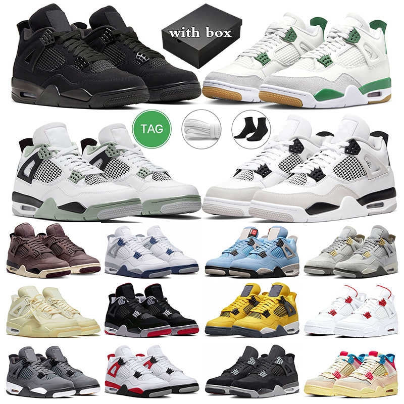 

4 pine green basketball shoes black cat 4s mens trainers women sneakers Seafoam Military Black Photon Dust Bred Sail Midnight Navy outdoor shoe, 22