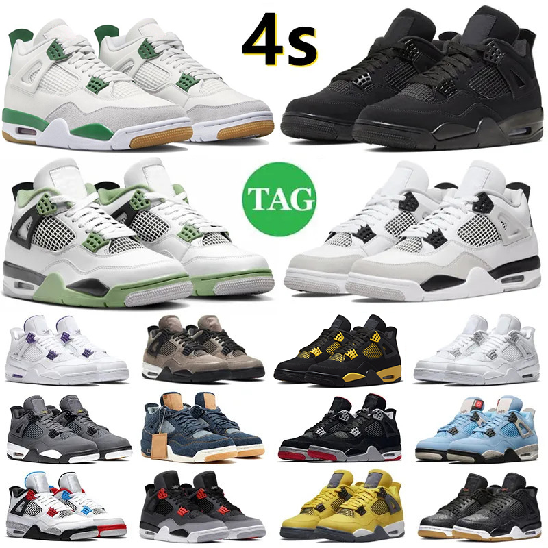 

jorda n 4 4s Men Women BasketBall Shoes Sneaker Military Black Cat Canvas Red Thunder White Oreo Midnight Navy UNC Neon Sail Infrared Shimmer Mens Trainers Sneakers, 38