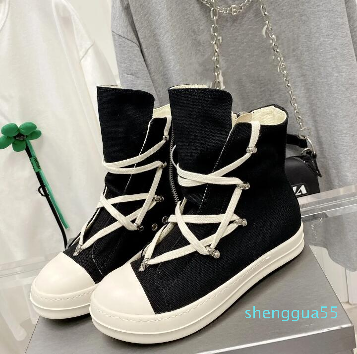 

Designer Rick Owen Seak Boots Mini Snow Canvas High boot breathable Black Lace Up light shoes fashion Genuine autumn winter original buckle 011 size 35-46