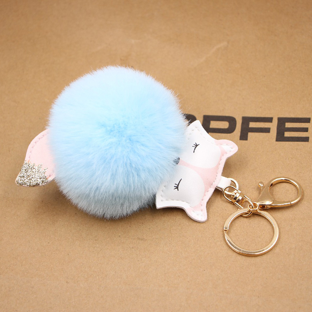 

Plush Keychains Top Fox Leather Plush Bag Key Chain Fox Head Toy Plush Ball Book Bag Pendant, #4