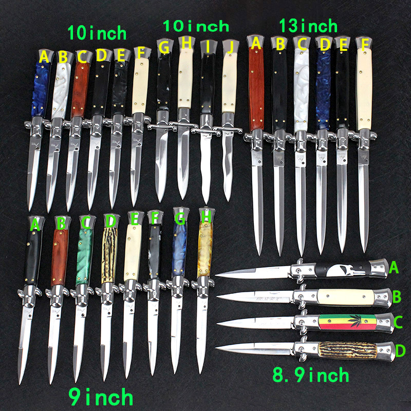 

Italian mafia Hunting Folding Knife Quick Automatic 440c Blade resin Handle Outdoor edc tools 10 9 Inch