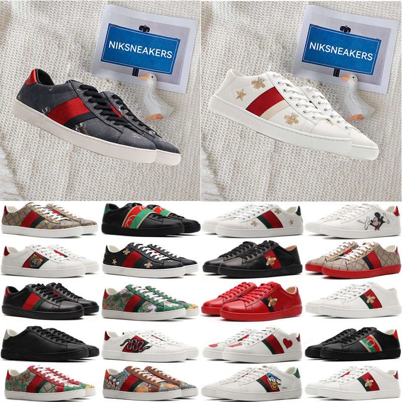 

Bee Ace Luxury Designer Shoes Mens 1:1 Womens Cartoons Casual Shoe Genuine Leather Tiger Snake Embroidery Stripes Classic Men Sneakers, Ocean blue