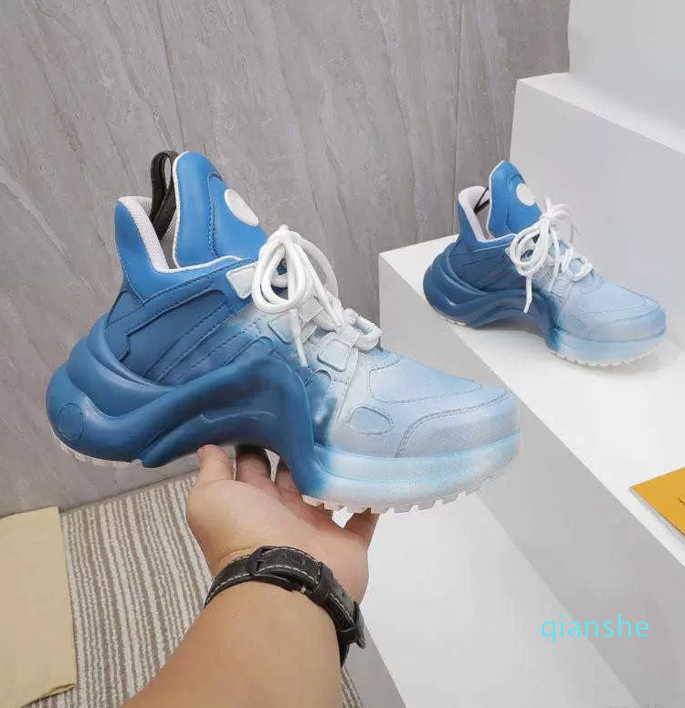 

2023 Luxury Designer Archlight Runway Dress Shoes White Blue Trainers Leather Sneakers with Box