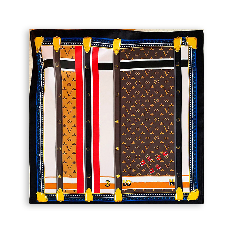 

European Luxury Brand Scarves Vintage Print Striped Scarf Springtime Couple Gift Scarf Classic Design Letter Silk Shawl 53X53 cm
