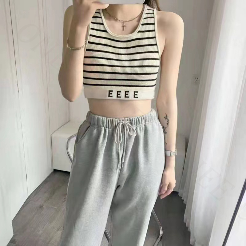 

2023 Knits Women' Crop Top Knitwear Designer Vest Fashion Alphabet Print Summer Sleeveless Pullover Casual Vest Sexy Street Wear, 1302