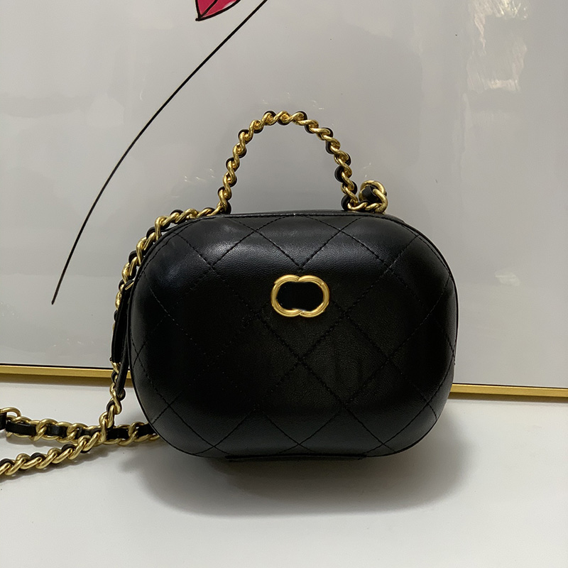

22Ss Womens Egg Cosmetic Case Bags With Top Handle Totes Vanity Gold Metal Hardware Matelasse Chain Crossbody Shoulder Handbags Multi Pochette Purse 13.5X16.5X10.5CM, Box1