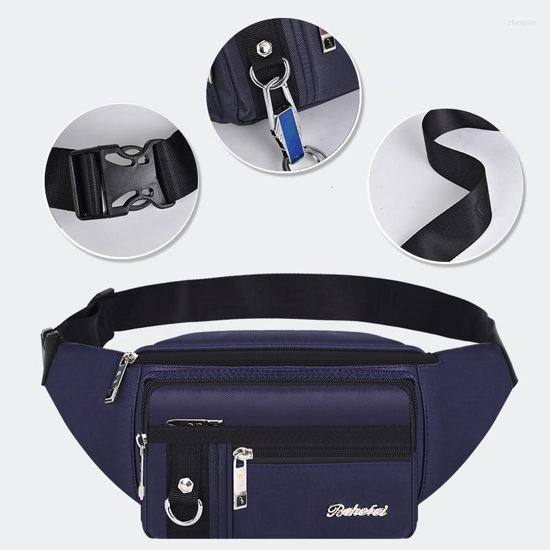 

Outdoor Bags Men's Storage Bag Sports Multifunctional Waterproof Square Oxford Cloth Waist Zipper Coin Purse Accessories, Blue