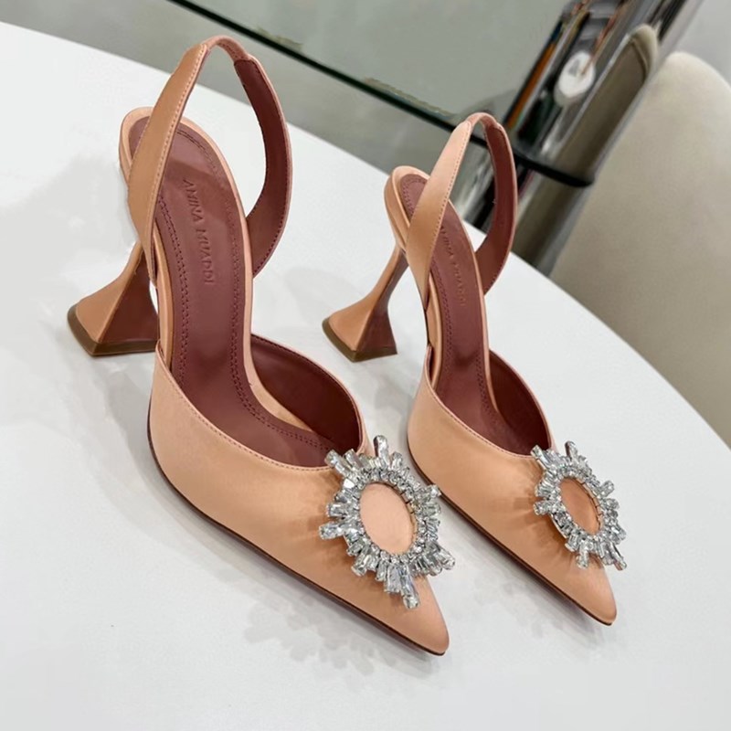 

Amina muaddi Begum Crystal-Embellished buckle stain Pumps shoes spool Heels sandals women's Luxury Designers Dress shoe Evening Slingback sandal 9.5cm 35--42size, Camouflage