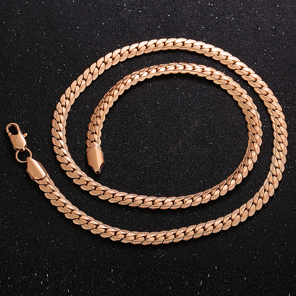 

Plated 18K rose gold snake chain men's necklace fashion gold perfect men's jewelry hip-hop accessories335W
