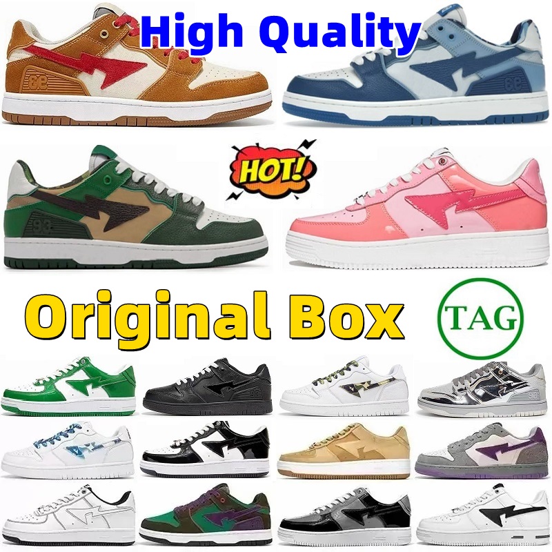 

With box Casual Shoes Sneakers White Green Red Black Yellow Sk8 Men Women A Bapestas Sta Low Abc Camo Stars designer shoe Beige sude mens trainers Plateforme