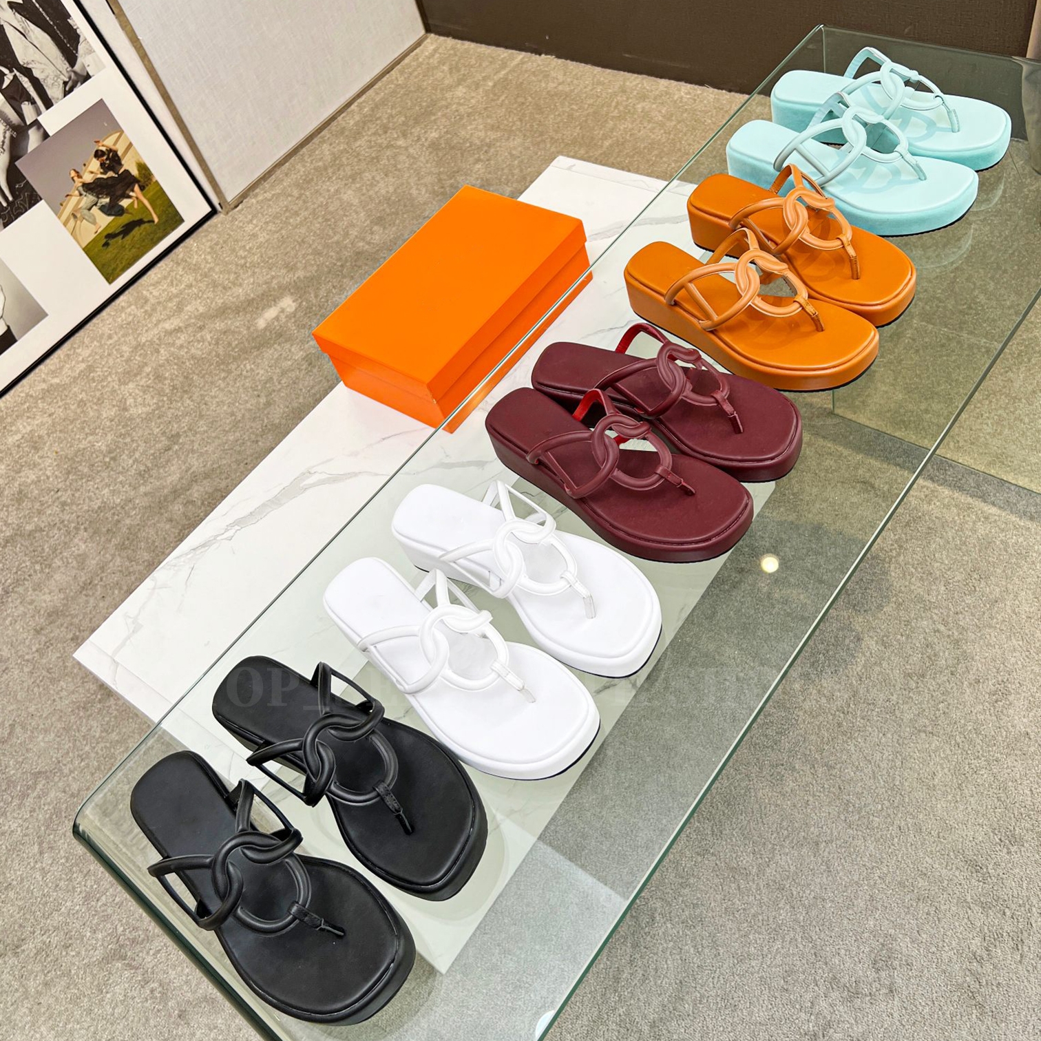 

Designer Slipper Egeries Sandals Women Platform Rubber Flip Flops Summer Luxury Flat Slides Platforms 4.5cm With Box, Black