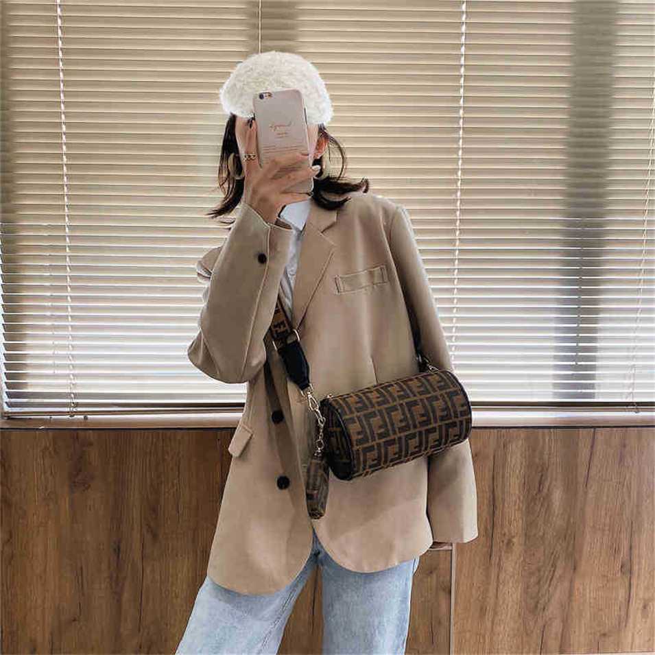 

2023 Designer bag Handbag Boston wide belt messenger net red versatile canvas cylinder pillow bagUR3X, Sky blue
