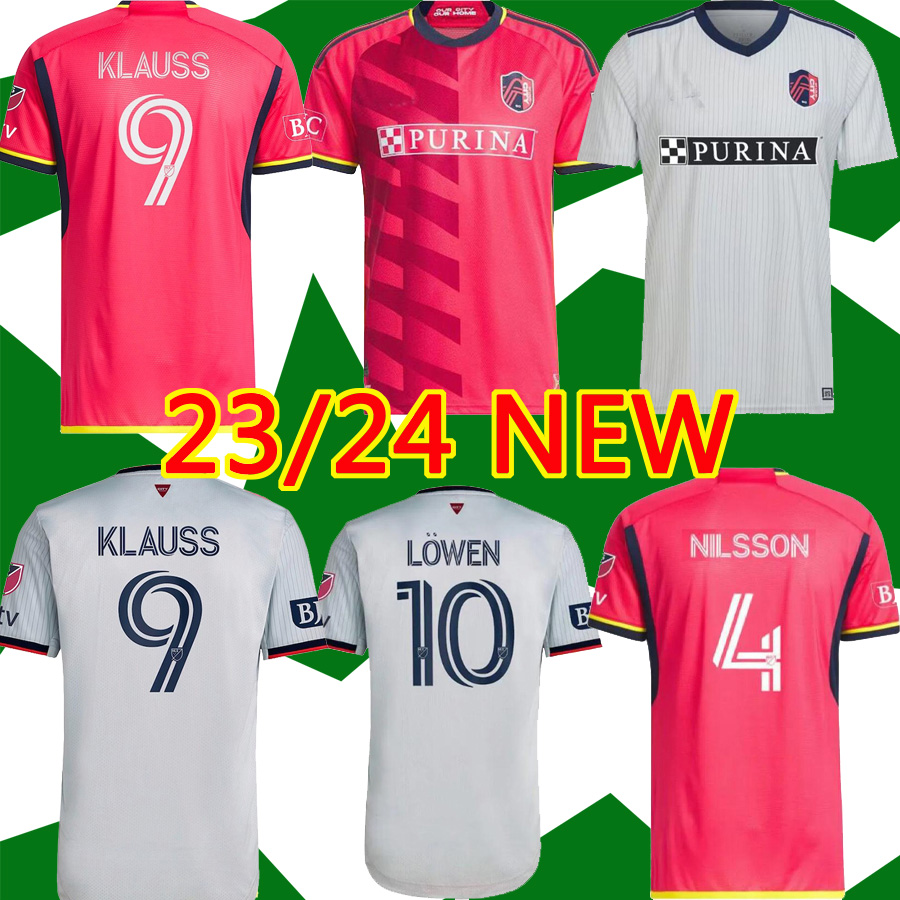 

2023 2024 St. L ouis City SOCCER JERSEYS MLS HOME Away st Louis''RED' SC white NILSSON 4 KLAUSS 9 NELSON GIOACCHINI VASSILEV BELL PIDRO FOOTBALL SHIRT Mens fans player shirt