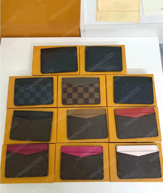 

7A top quality designer card holders wallet with box Luxurys mens women wallet purse key ring credit Coin leather Mini Pocket charm brown canvas, Brown flower