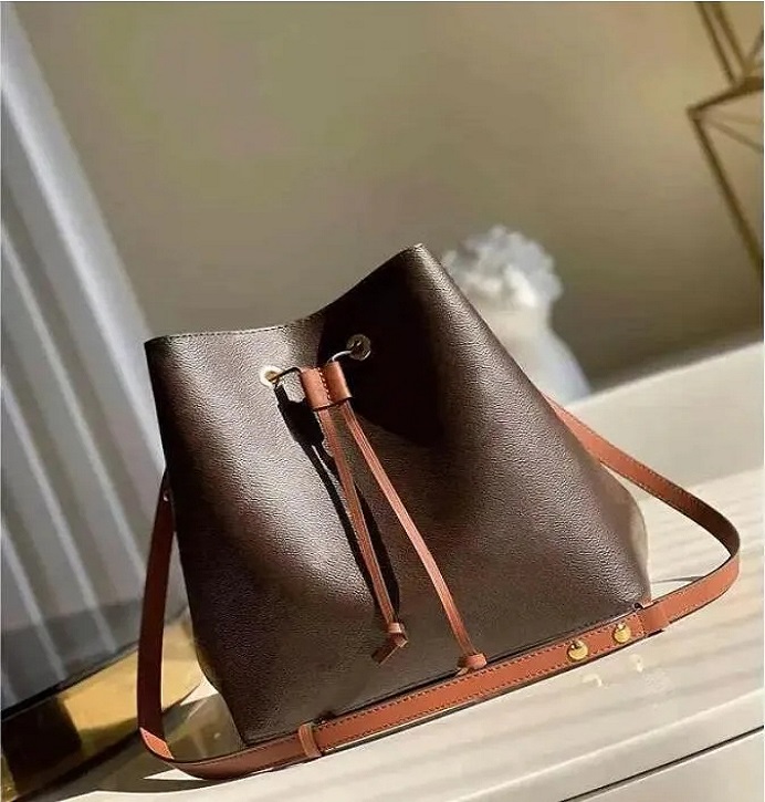 

Top luxurys designer Bag Fashions Women Vintage Bucket Handbag Purse Brown flower ladies leather tote bag Brand Letter Shoulder crossbody Bag wallet, Red