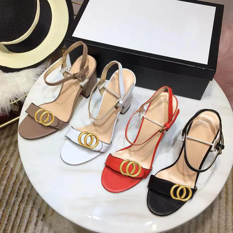 

2023 women luxury designer Shoes High heeled sandals Classic fashion leather womens Dance shoe sexy heels Suede Lady Metal Belt buckle Thick Heel Woman shoes With box