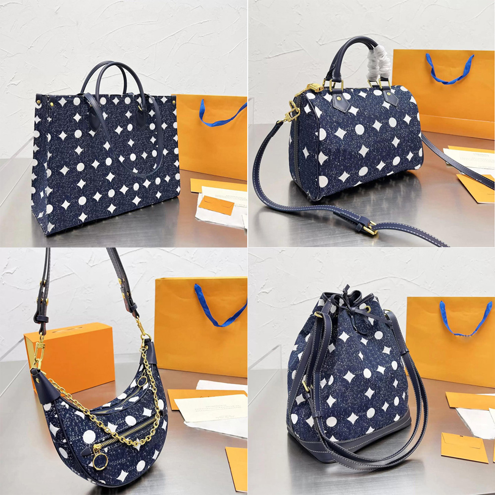 

Navy Blue Denim City women man Bag Luxury Handbag Monograms Jacquard With Padlock Shoulder Bags ladies bag messenger bag Travel bag crossbody