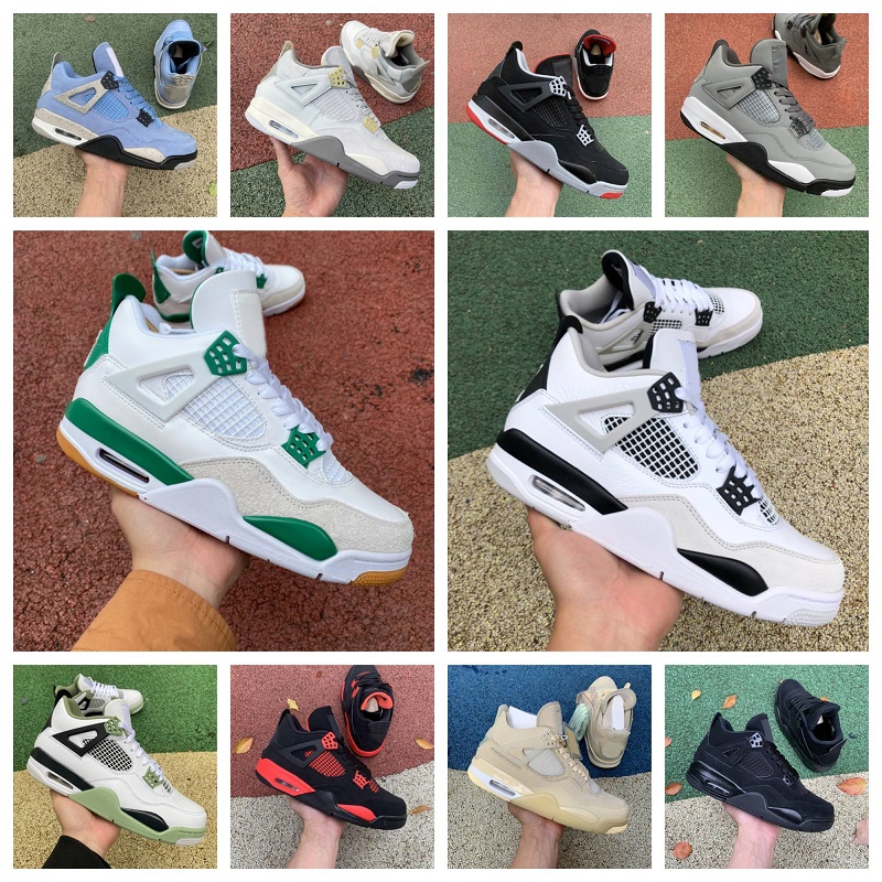 

4s basketball shoes Pine Green Seafoam Military Black navy 4 men Red Thunder Photon Dust Sail Black Cat White Oreo Pure Money Infrared Cool Grey women mens sneakers, D009