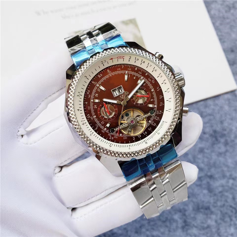 

Bretiling mens watches automatic watch 47mm 316L fine steel man watch mechanical watches calendar High quality watch luxury watch, Black