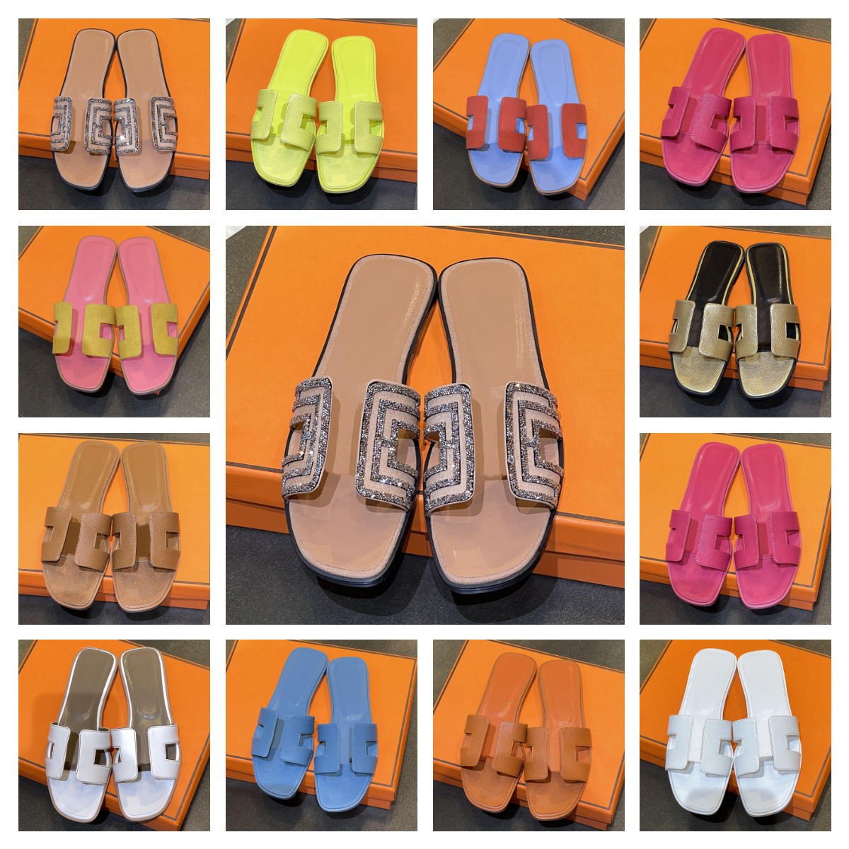 

2023 Designers Slipper Sandals Luxury Slippers Women Slides Flat Flip Flops shoes classic beach casual sandal woman outdoor high quality genuine leather size 35-42, Colour 15