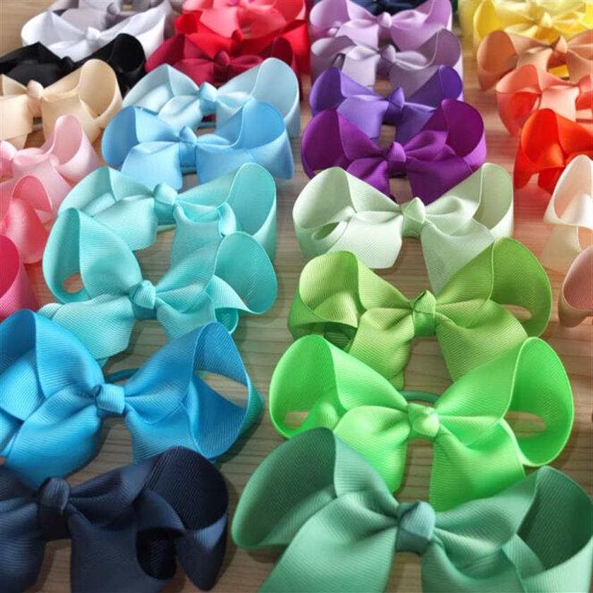 

20PCS 4 inch Hair bow WITH Elastic Band Ponytail Hair Holder Kids Girl head accessories Elastic Loop Bobble School Dancing bows206Q, Multi-color
